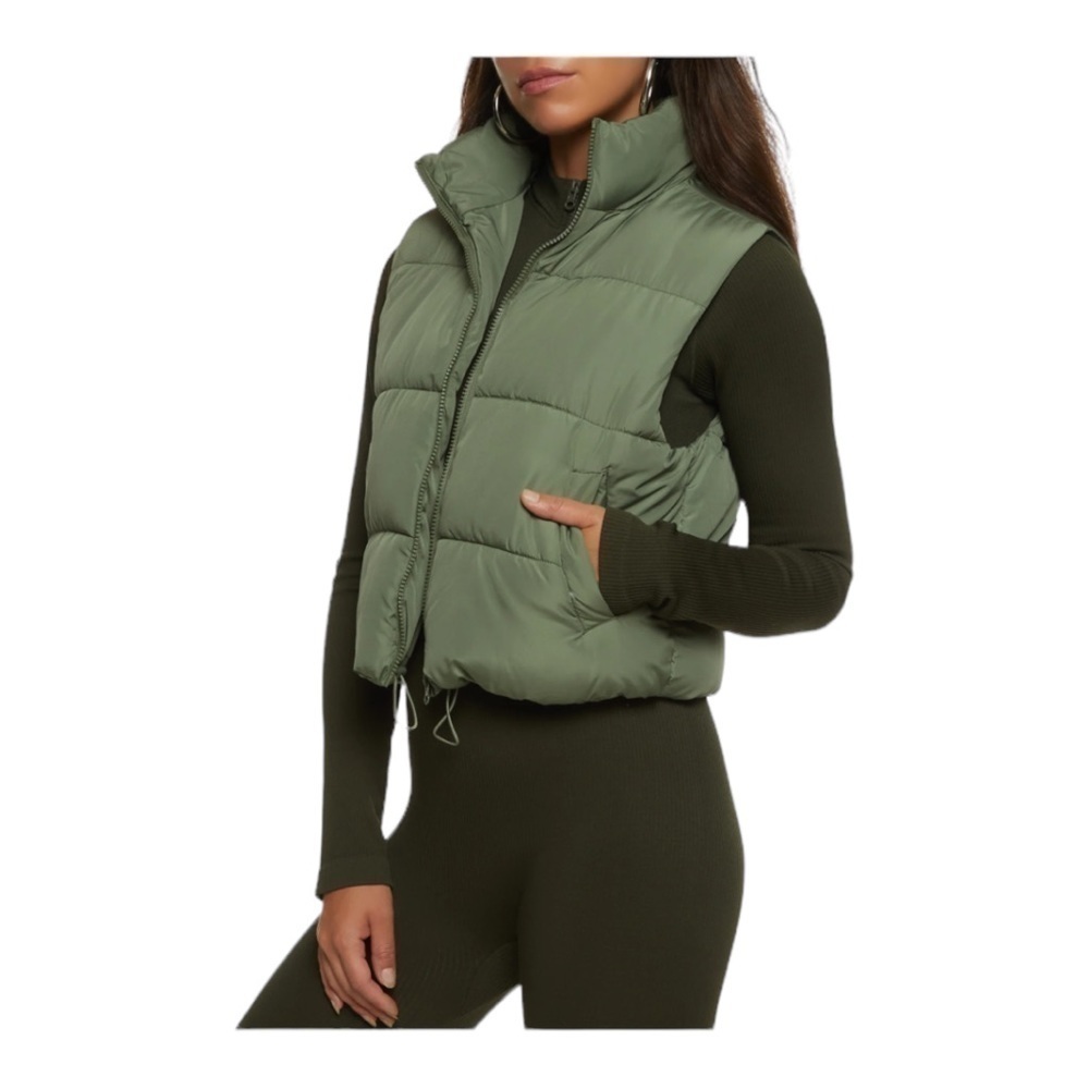 Almost Famous Solid Nylon Puffer Vest - Olive